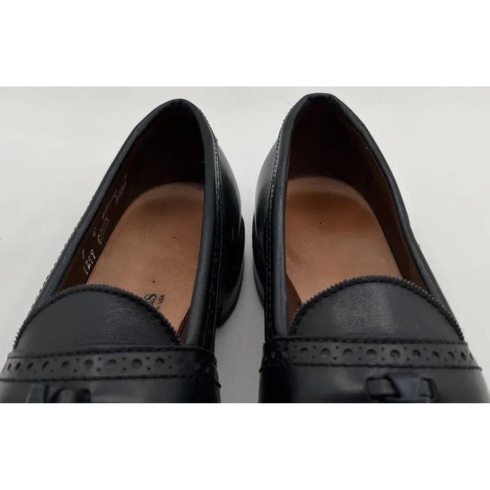 Allen Edmonds Harvard Loafers Brogue Tassel Dark Navy Blue Shoes Mens Size 7 C